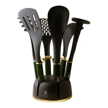 BerlingerHaus - Juego de utensilios de cocina con soporte 7 piezas verde/negro