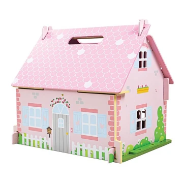 Bigjigs Toys - Casa de muñecas de madera portátil