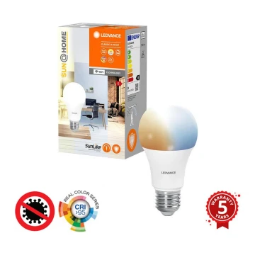 Bombilla LED antibacteriana regulable A60 E27/9W/230V Wi-Fi 2200-5000K - Ledvance