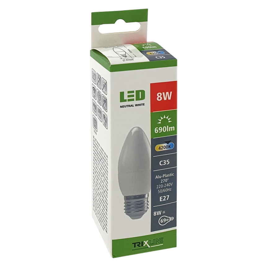 Bombilla LED C35 E27/8W/230V 4200K