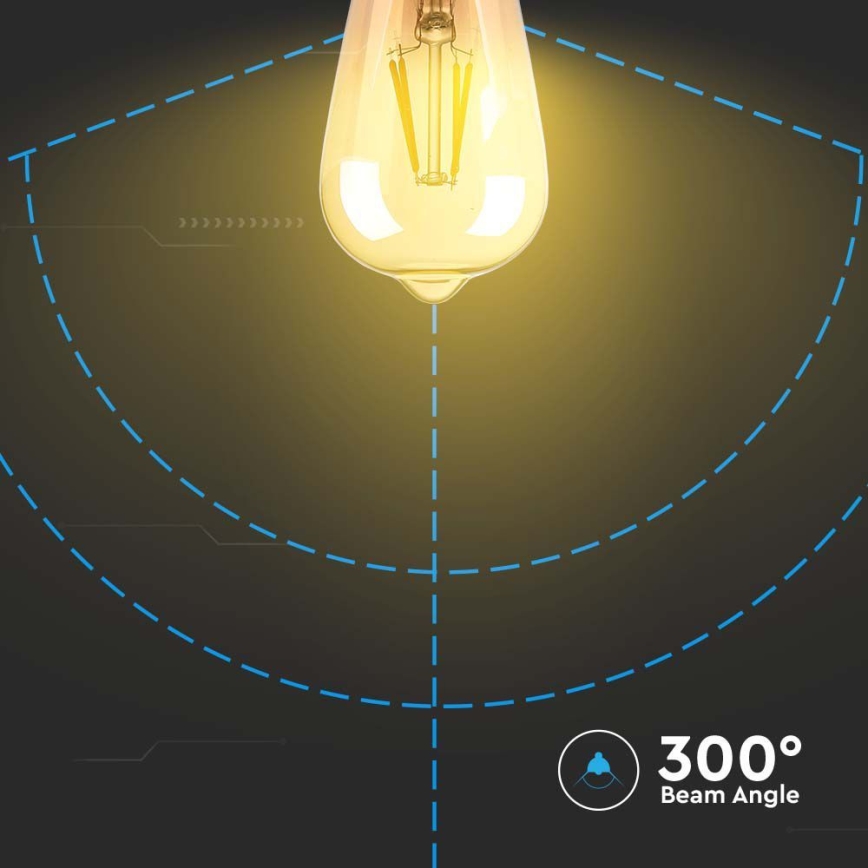 Bombilla LED FILAMENT AMBER ST64 E27/8W/230V 2200K