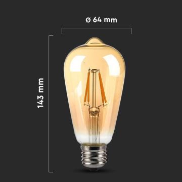 Bombilla LED FILAMENT AMBER ST64 E27/8W/230V 2200K