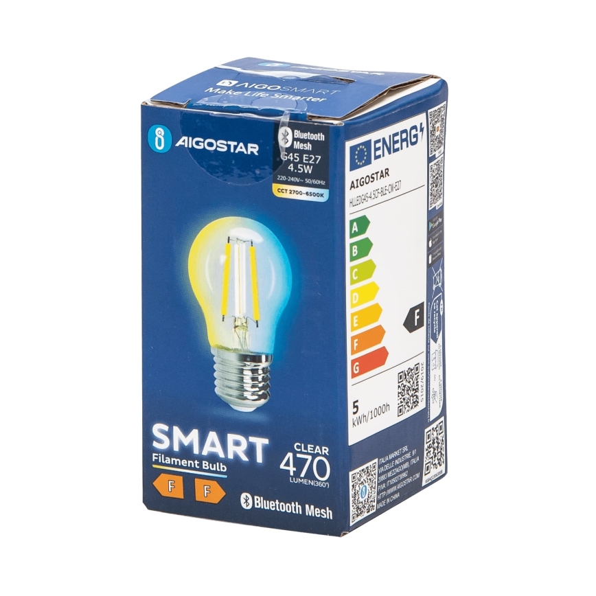 Bombilla LED FILAMENT G45 E27/4,5W/230V 2700-6500K - Aigostar