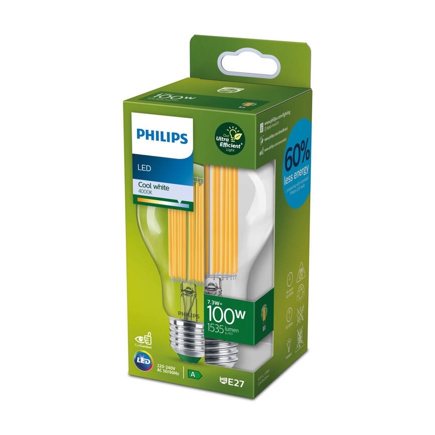 Bombilla LED FILAMENT Philips A60 E27/7,3W/230V 4000K