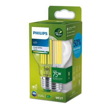 Bombilla LED FILAMENT Philips A70 E27/5,2W/230V 4000K