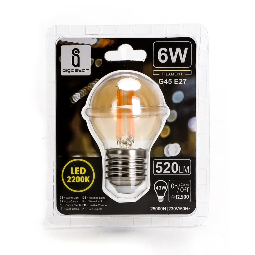 Bombilla LED G45 E27/6W/230V 2200K - Aigostar