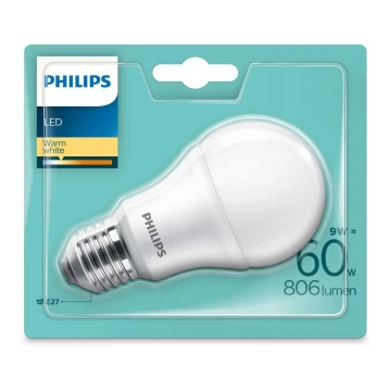 Bombilla LED Philips E27/9W/230V 2700K