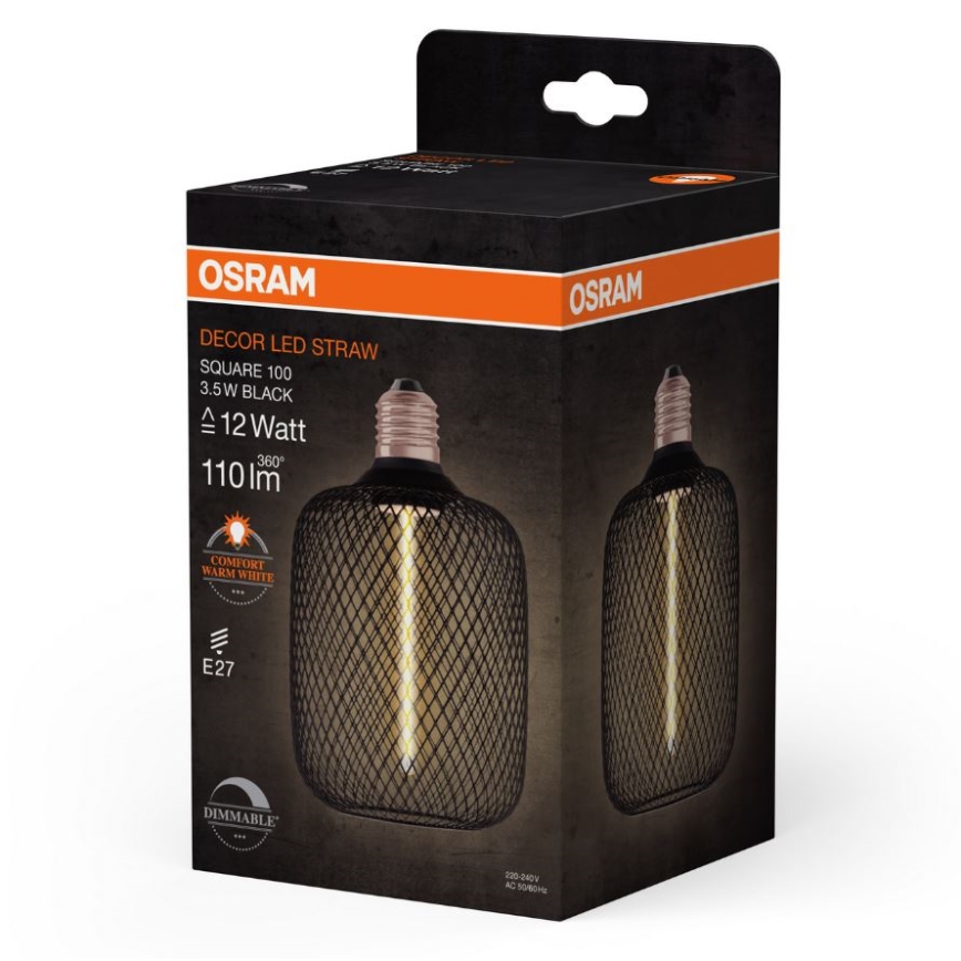 Bombilla LED regulable DECOR FILAMENT E27/3,5W/230V 1800K negro - Osram