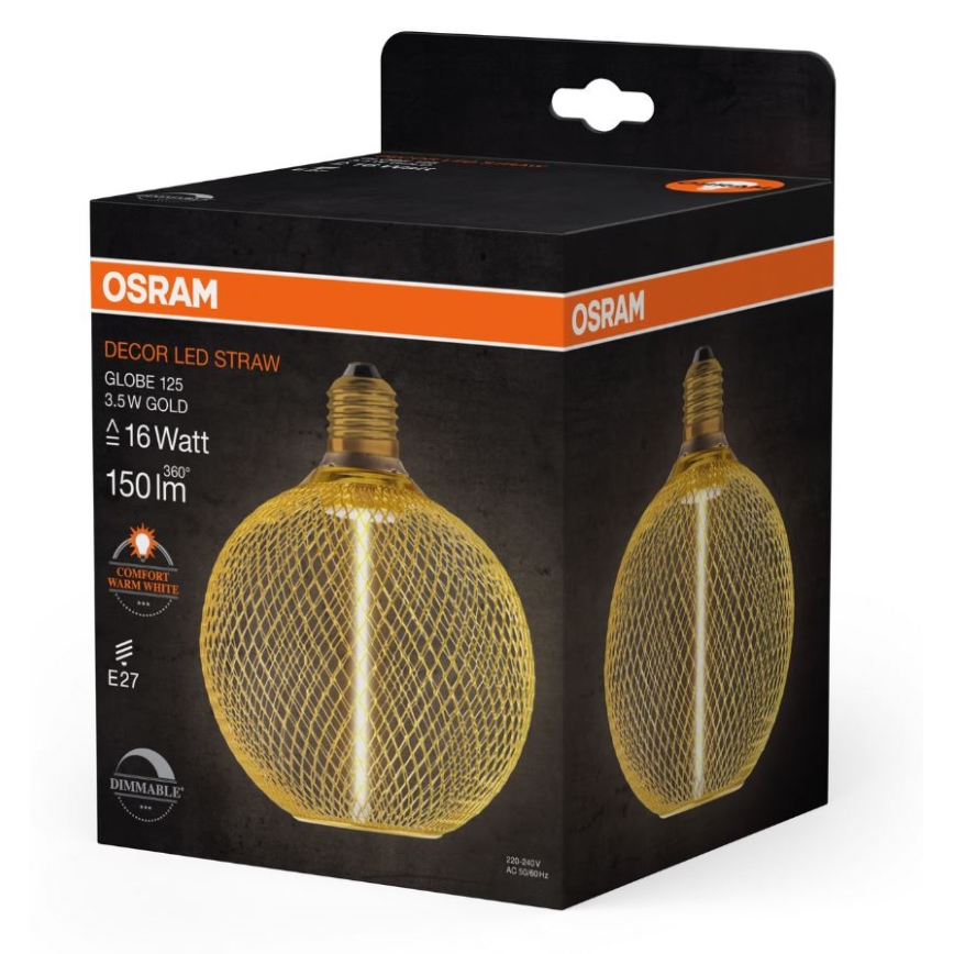 Bombilla LED regulable DECOR  FILAMENT G125 E27/3,5W/230V 1800K dorado - Osram