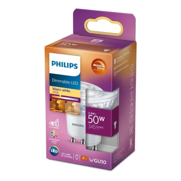 Bombilla LED regulable Philips Warm Glow GU10/3,8W/230V 2200-2700K CRI90