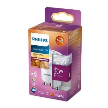 Bombilla LED regulable Philips Warm Glow PAR16 GU10/3,8W/230V 2200-2700K CRI 90