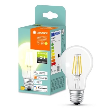 LEDVANCE Lámpara Smart LED, Bluetooth, E27, regulable, blanco cálido  (2700K), sustituye a las lámparas incandescentes por 60W, controlable con  Google