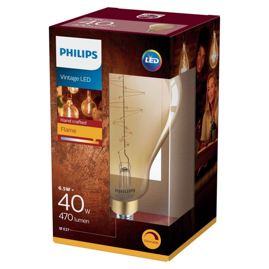 Bombilla LED regulable VINTAGE Philips A160 E27/6,5W/230V 2000K