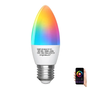 Bombilla LED RGBW C37 E27/5W/230V 3000-6500K Wi-Fi - Aigostar