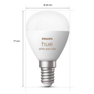 Bombilla LED RGBW regulable Philips Hue White And Color Ambiance P45 E14/5,1W/230V 2000-6500K