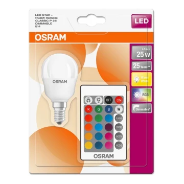 Bombilla LED RGBW Regulable RETROFIT E14/4,5W/230V 2700K + CR - Osram