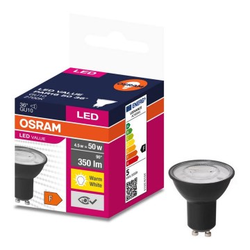 Bombilla LED VALUE PAR16 GU10/4,5W/230V 2700K 36° negro - Ledvance