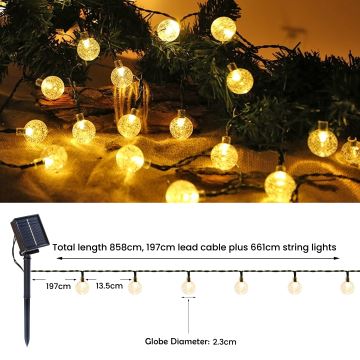 Brilagi - Cadena decorativa solar LED BUBBLE 200xLED/8 funciones 20m IP65 blanco cálido