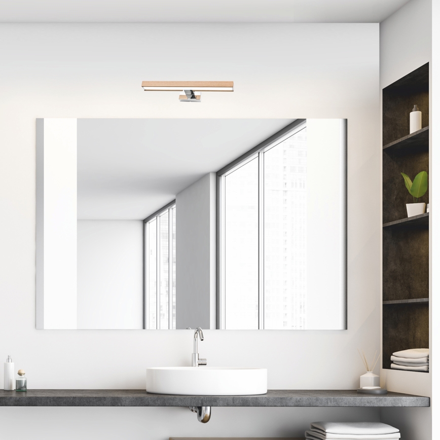 Brilagi - Iluminación LED para espejos de baño WOODY MIRROR LED/8W/230V IP44 roble/cromo