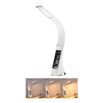 Brilagi - Lámpara de mesa LED regulable con pantalla PELLE LED/7W/230V blanco