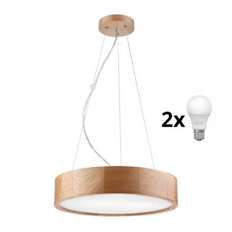 Brilagi - Lámpara LED colgante CARVALHO 2xE27/60W/230V roble diá. 37 cm