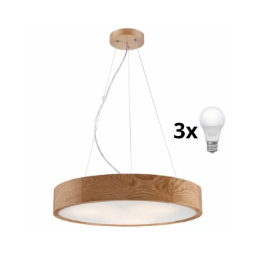 Brilagi - Lámpara LED colgante CARVALHO 3xE27/60W/230V roble diá. 47,5 cm