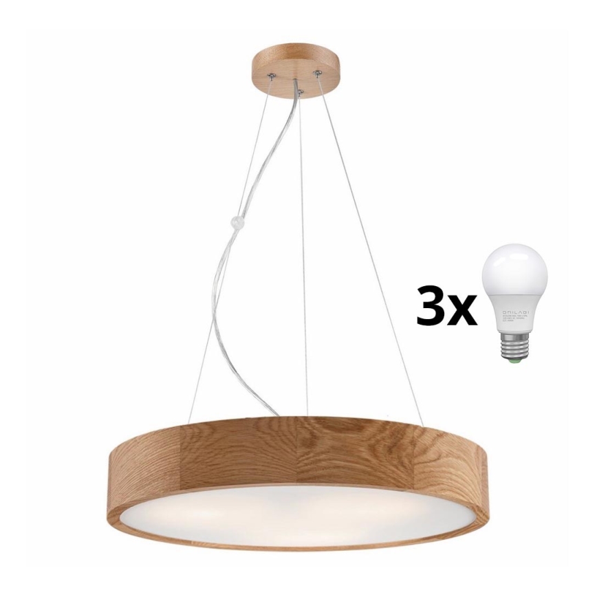 Brilagi - Lámpara LED colgante CARVALHO 3xE27/60W/230V roble diá. 47,5 cm