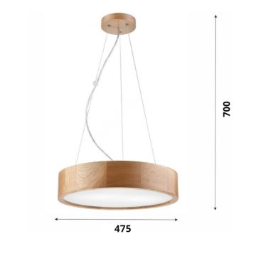 Brilagi - Lámpara LED colgante CARVALHO 3xE27/60W/230V roble diá. 47,5 cm