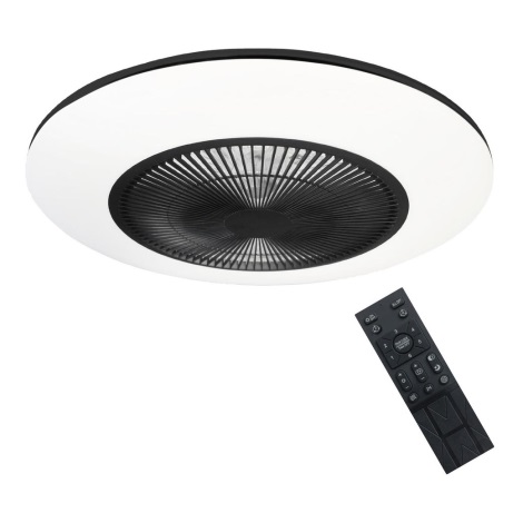 Brilagi - Lámpara LED regulable con ventilador AURA LED/38W/230V 3000-6000K negro + control remoto