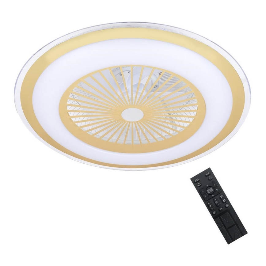 Brilagi - Lámpara LED regulable con ventilador RONDA LED/48W/230V 3000-6000K dorado + control remoto