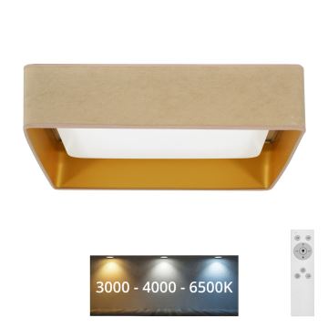 Brilagi - Plafón LED regulable VELVET SQUARE LED/24W/230V 3000/4000/6500K + mando a distancia beige