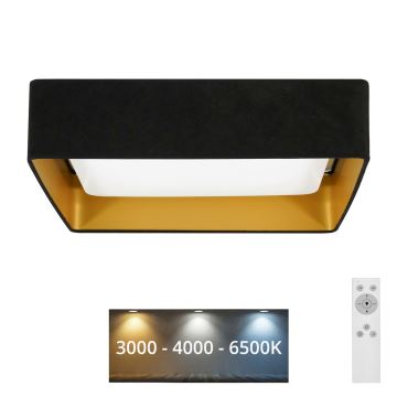 Brilagi - Plafón LED regulable VELVET SQUARE LED/24W/230V 3000/4000/6500K + mando a distancia negro