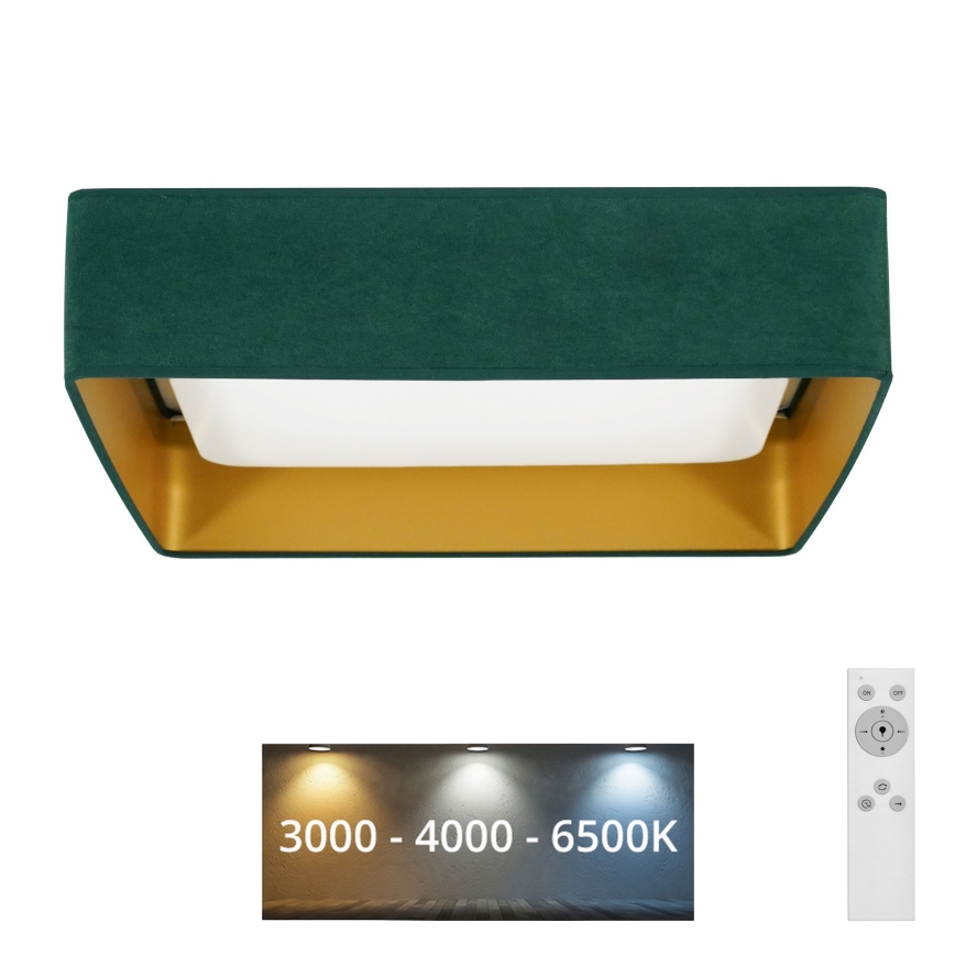 Brilagi - Plafón LED regulable VELVET SQUARE LED/24W/230V 3000/4000/6500K + mando a distancia verde