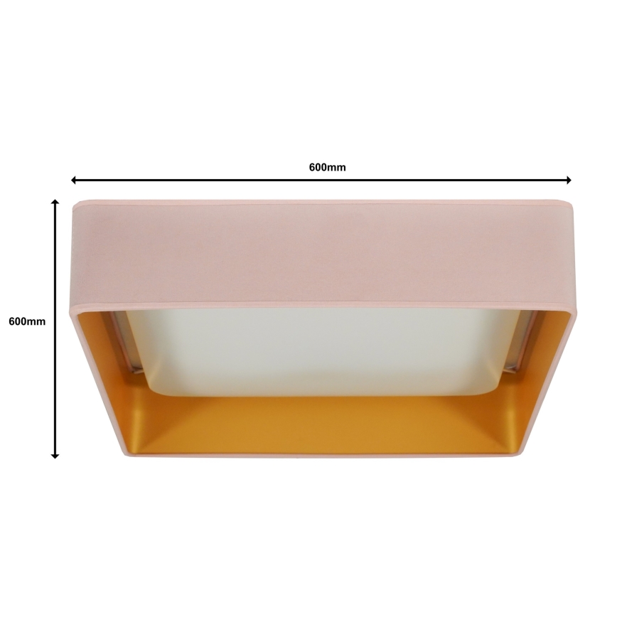 Brilagi - Plafón LED regulable VELVET SQUARE SMART LED/36W/230V 2700-6500K Wi-Fi Tuya + mando a distancia rosa