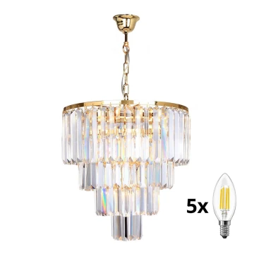 Brilagi - LED Lámpara colgante de cristal MOZART 5xE14/40W/230V dorado