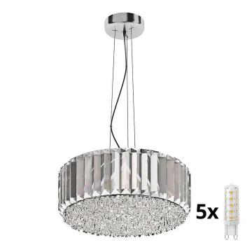 Brilagi - LED Lámpara de araña de cristal sobre cable GLAMOUR 5xG9/42W/230V