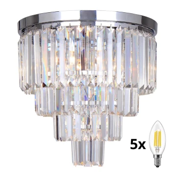 Brilagi - LED Plafón de cristal MOZART 5xE14/40W/230V cromo brillante