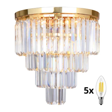 Brilagi - LED Plafón de cristal MOZART 5xE14/40W/230V dorado