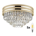 Brilagi - LED Plafón de cristal VELURE 5xE14/40W/230V dorado