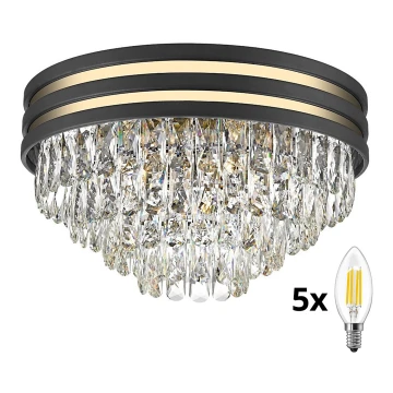 Brilagi - LED Plafón de cristal VELURE 5xE14/40W/230V negro