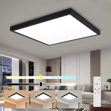 Brilagi - Luz de techo LED regulable para baño FRAME SMART LED/50W/230V 3000-6000K IP44 negro + control remoto