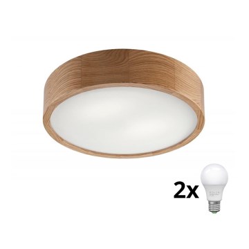 Brilagi - Plafón LED CARVALHO 2xE27/60W/230V roble diá. 37,5 cm