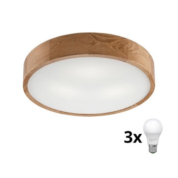 Brilagi - Plafón LED CARVALHO 3xE27/60W/230V roble diá. 47,5 cm