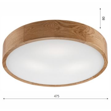 Brilagi - Plafón LED CARVALHO 3xE27/60W/230V roble diá. 47,5 cm