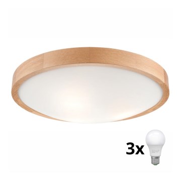 Brilagi - Plafón LED CARVALHO SLIM 3xE27/60W/230V roble diá. 47 cm