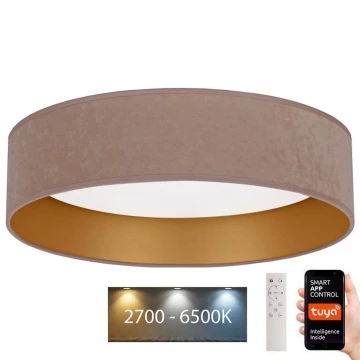 Brilagi - Plafón LED regulable VELVET SMART LED/36W/230V diámetro 55 cm 2700-6500K Wi-Fi Tuya beige/dorado + mando a distancia