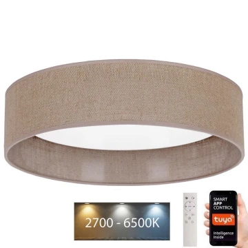 Brilagi - Plafón LED regulable VELVET SMART LED/36W/230V diámetro 55 cm 2700-6500K Wi-Fi Tuya marrón + mando a distancia