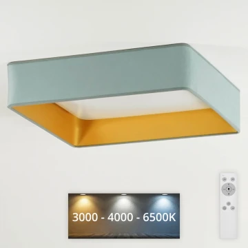 Brilagi - Plafón LED regulable VELVET SQUARE LED/24W/230V 3000/4000/6500K + control remoto menta