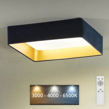 Brilagi - Plafón LED regulable VELVET SQUARE LED/24W/230V 3000/4000/6500K + mando a distancia azul oscuro