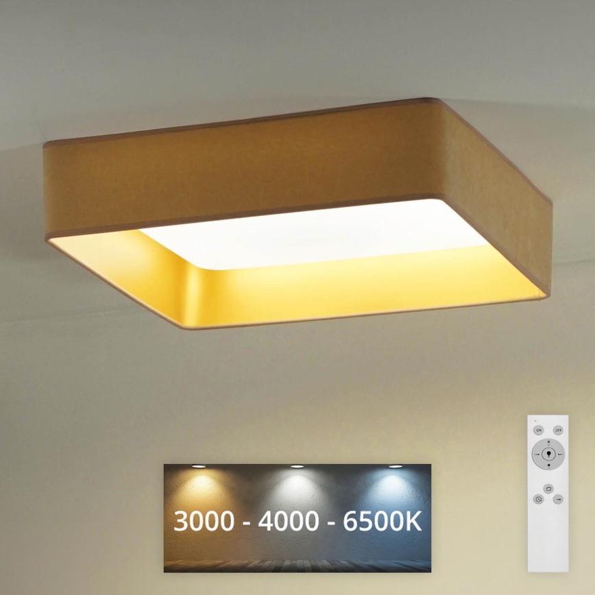 Brilagi - Plafón LED regulable VELVET SQUARE LED/24W/230V 3000/4000/6500K + mando a distancia beige